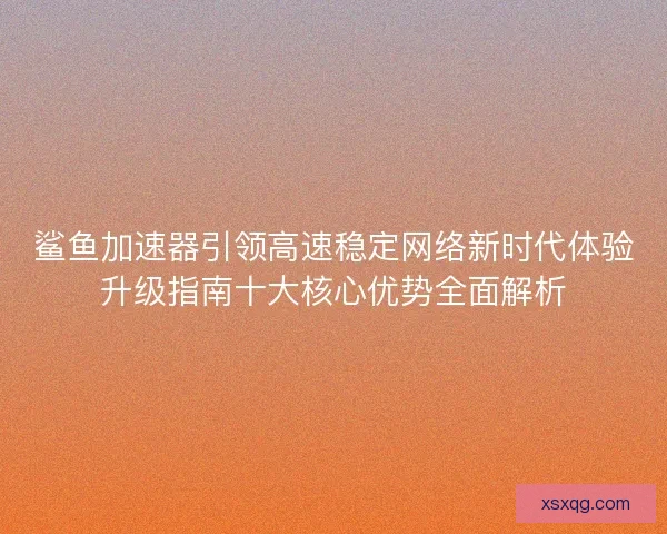 鲨鱼加速器引领高速稳定网络新时代体验升级指南十大核心优势全面解析
