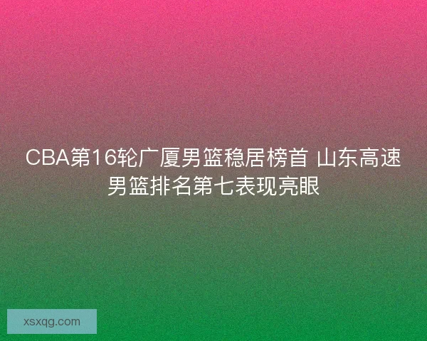CBA第16轮广厦男篮稳居榜首 山东高速男篮排名第七表现亮眼