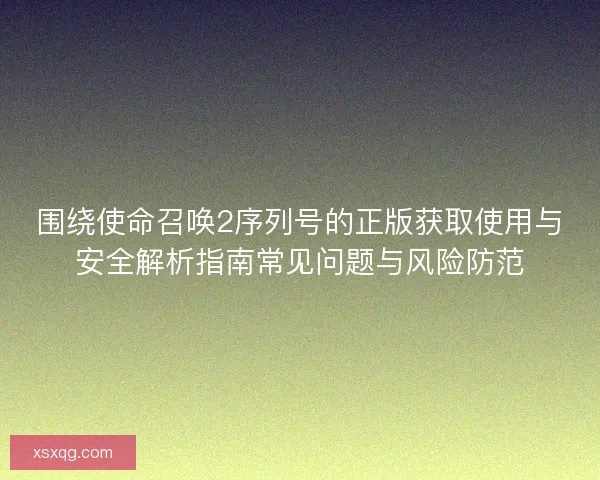 围绕使命召唤2序列号的正版获取使用与安全解析指南常见问题与风险防范